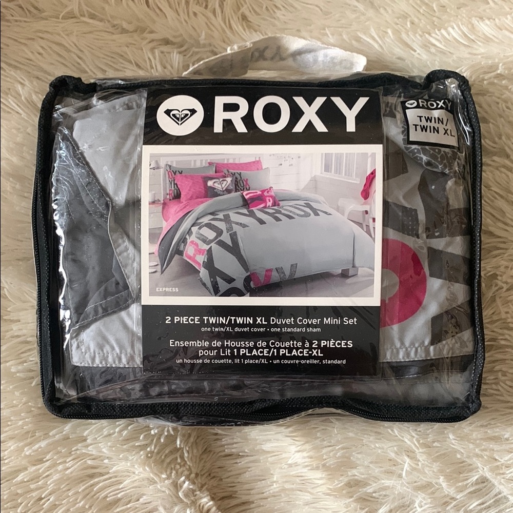 Roxy Gray and Pink Duvet Cover Mini Set - Twin/Twin XL